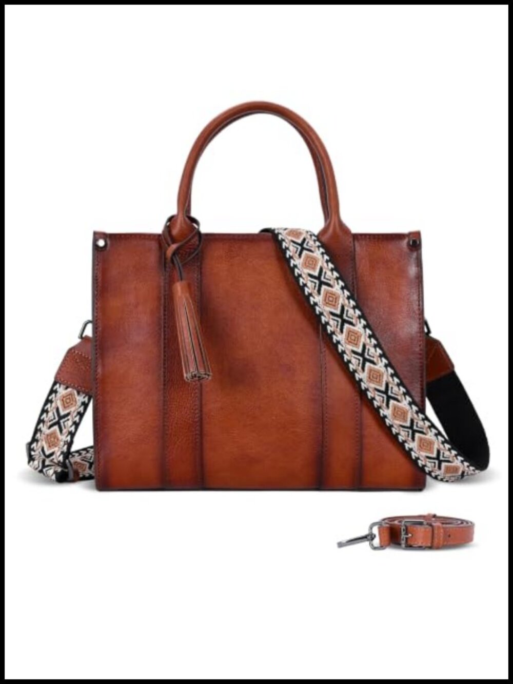 Genuine Leather Tote Bag with Suede Lining & Detachable Straps